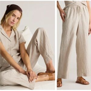 Quince 100% European Linen Wide Leg High Rise Pull-On Pants in Flax Size M